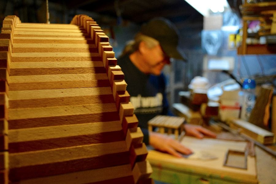 Michael Braceland Smith in his workshop on Long Island. (Michael White photo)