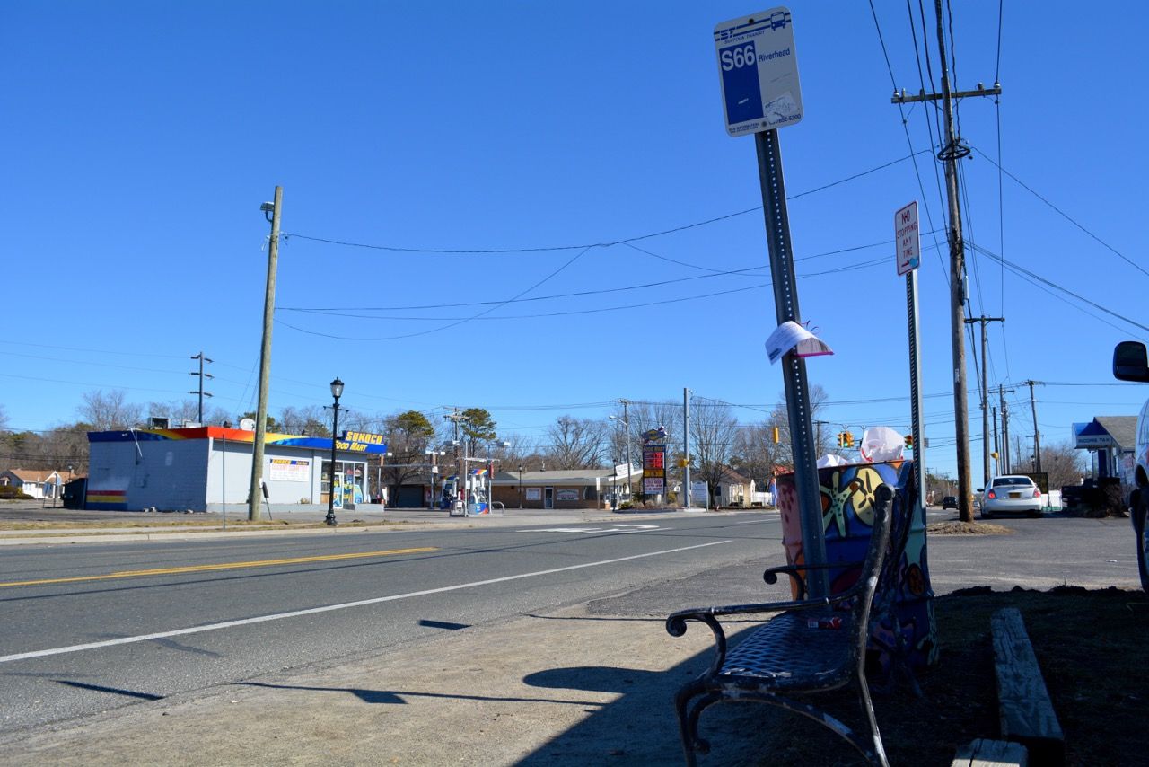 Montuak Highway in Bellport as it appeared in February 2016. (Michael White)
