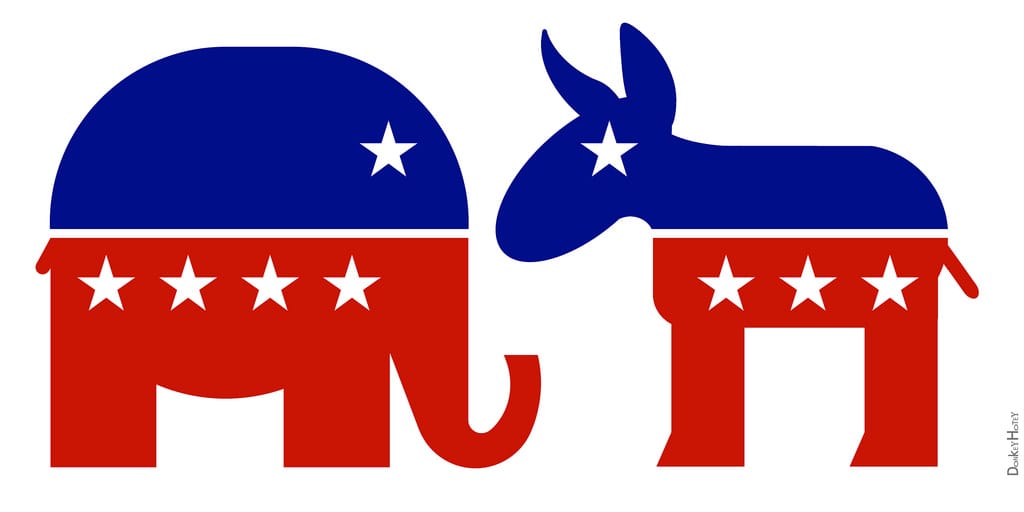 Republican and Democratic party logos