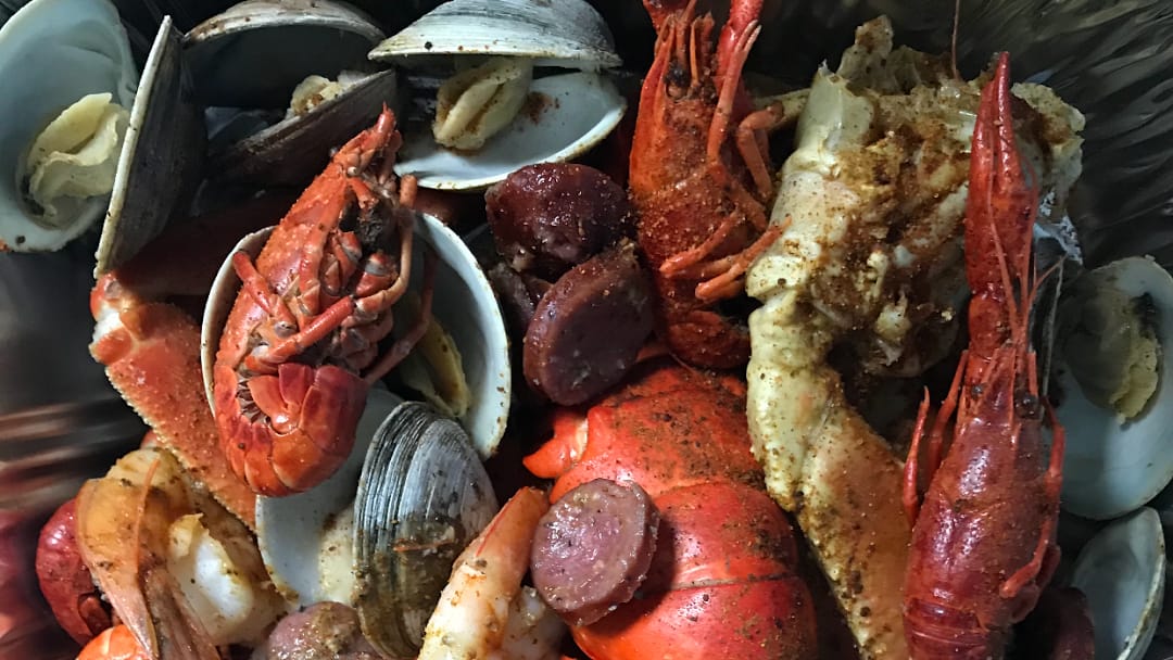 Steamed seafood platter from Citi Island Seafood Takeout in Shirley