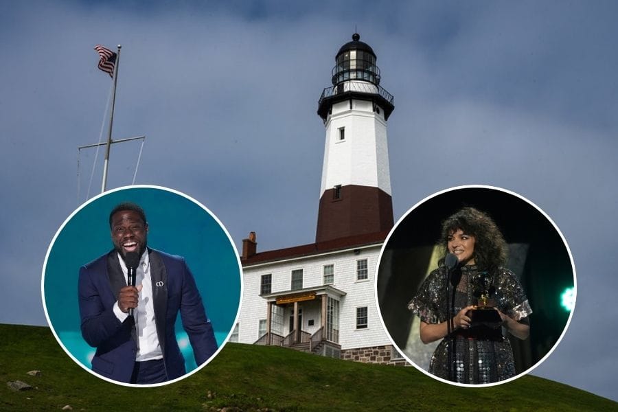 Photos of Norah Jones, comedian Kevin Hart and the Montauk Point Lighthouse.