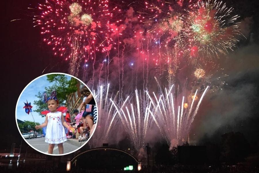 Spectacular fireworks light up the night sky at Eisenhower Park in East Meadow.