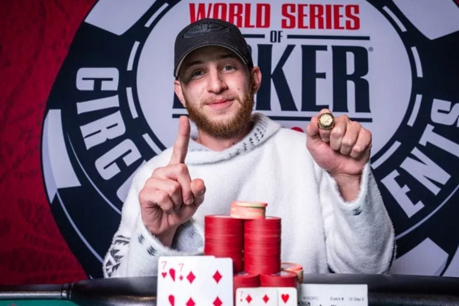 Zachary Fischer, a soon-to-be father from East Northport, took first place in the $1,700 Main Event at Harrah’s Cherokee WSOP Circuit stop, winning $324,135 and his first Circuit ring.