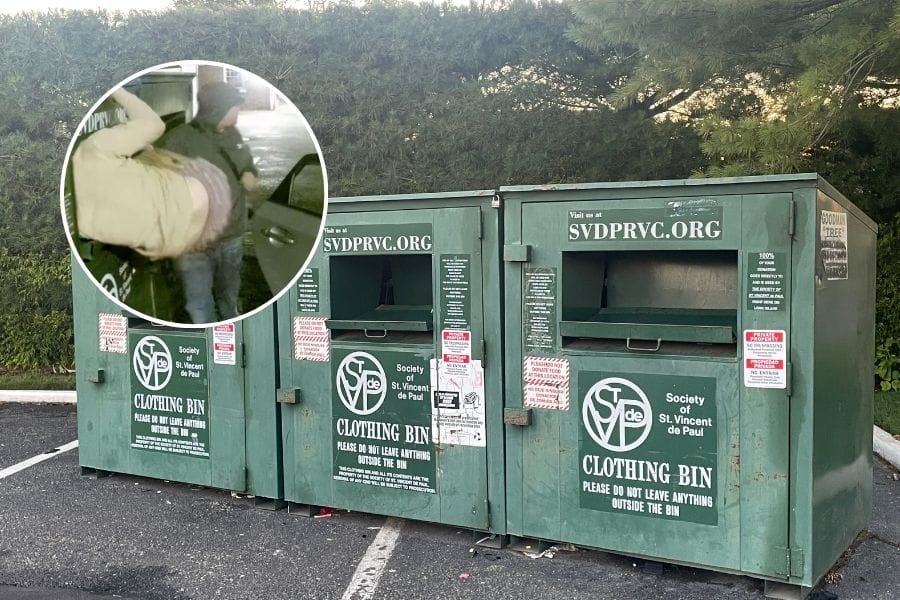Clothing donation bins targeted in Suffolk County theft scheme.