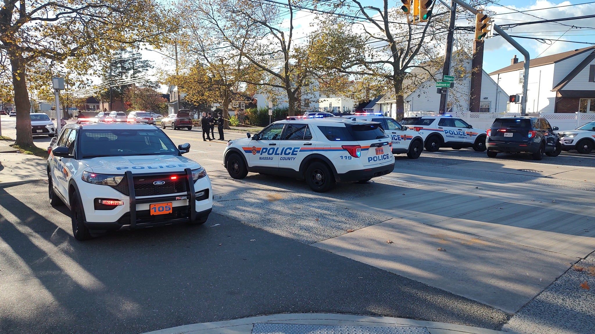 Accident scene involving boy on e-bike.
