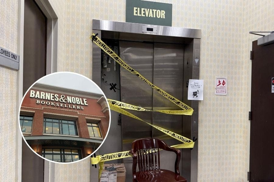 The elevator failed this weekend inside Barnes & Noble at the Smith Haven Mall, leaving four riders trapped inside. They needed to be rescued by local fire department members.