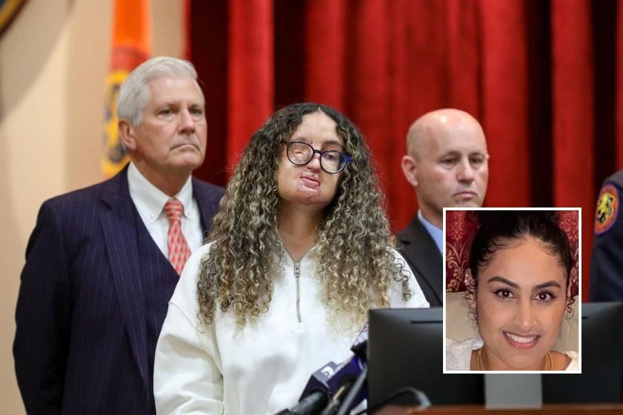 Nafiah Ikram appeared at a previous press briefing at Nassau County Police Headquarters in Mineola, where a press briefing is expected today on the Elmont acid attack arrest.