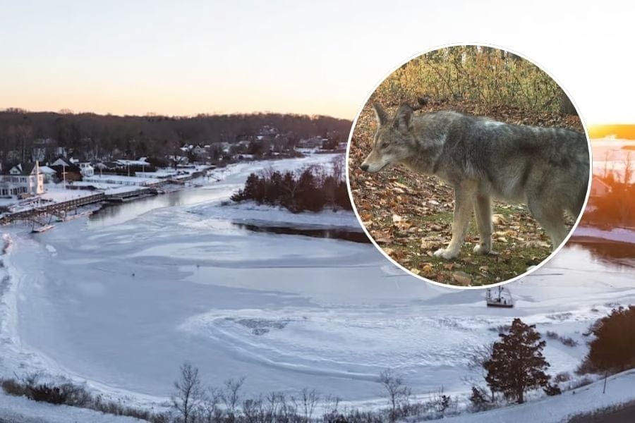 Coyote spotted on the North Shore, capture roaming ice on video.