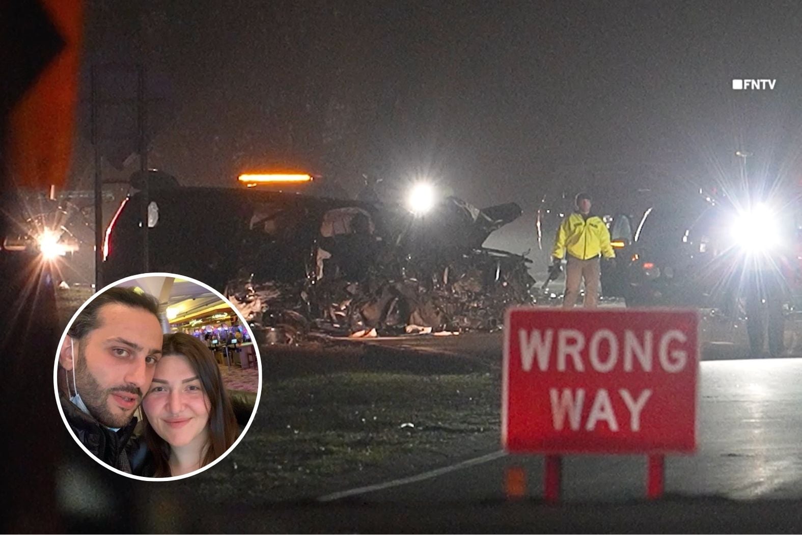 The aftermath of the six-car wreck on the Southern State Parkway that killed an elderly couple and seriously injured multiple other motorists.