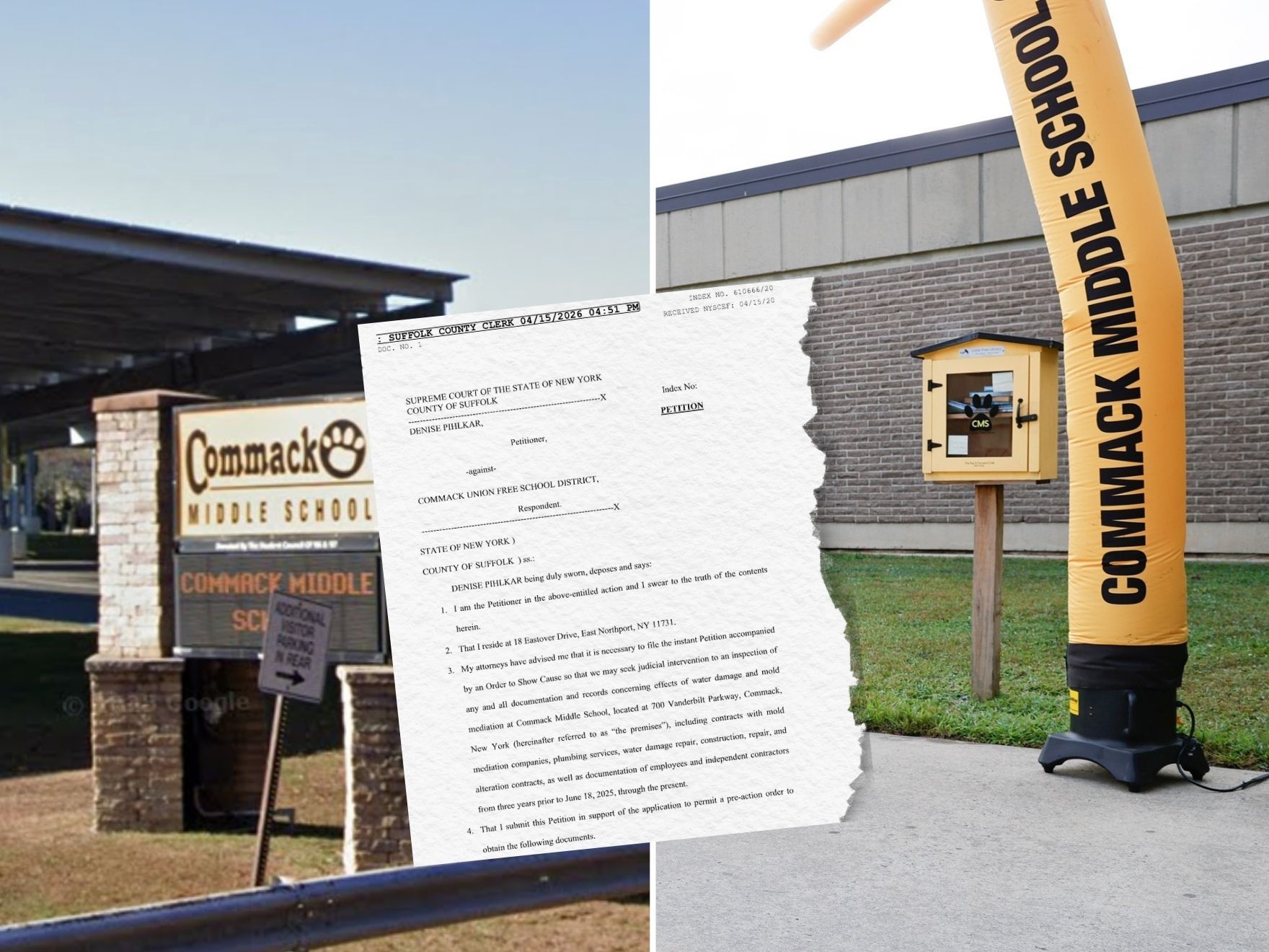 Guidance counselor files court papers against Commack schools.