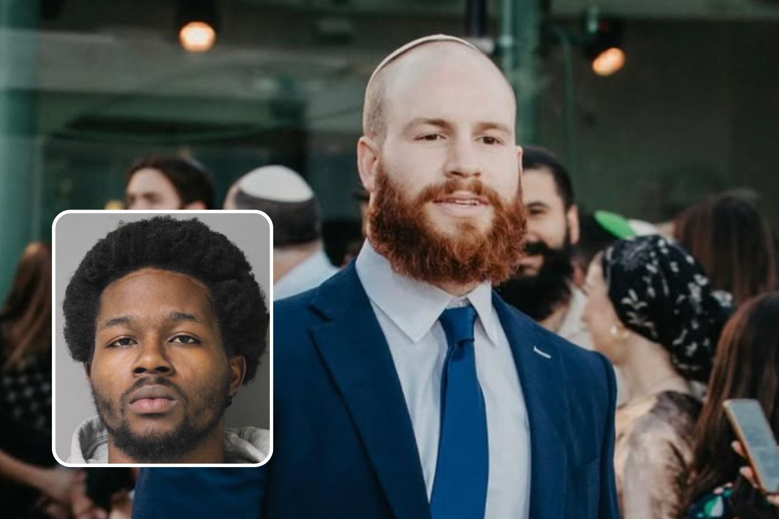 Hillel Fuld, 29, of New York City, who was struck and killed while jogging in Wyandanch in June 2025; inset, Jason Jean-Joseph, 24, of West Babylon, who pleaded guilty to manslaughter in his death.