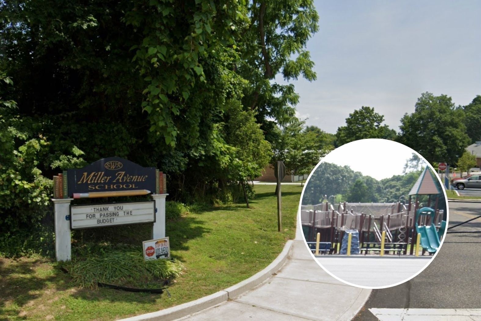 Entrance to Miller Avenue School in Shoreham.