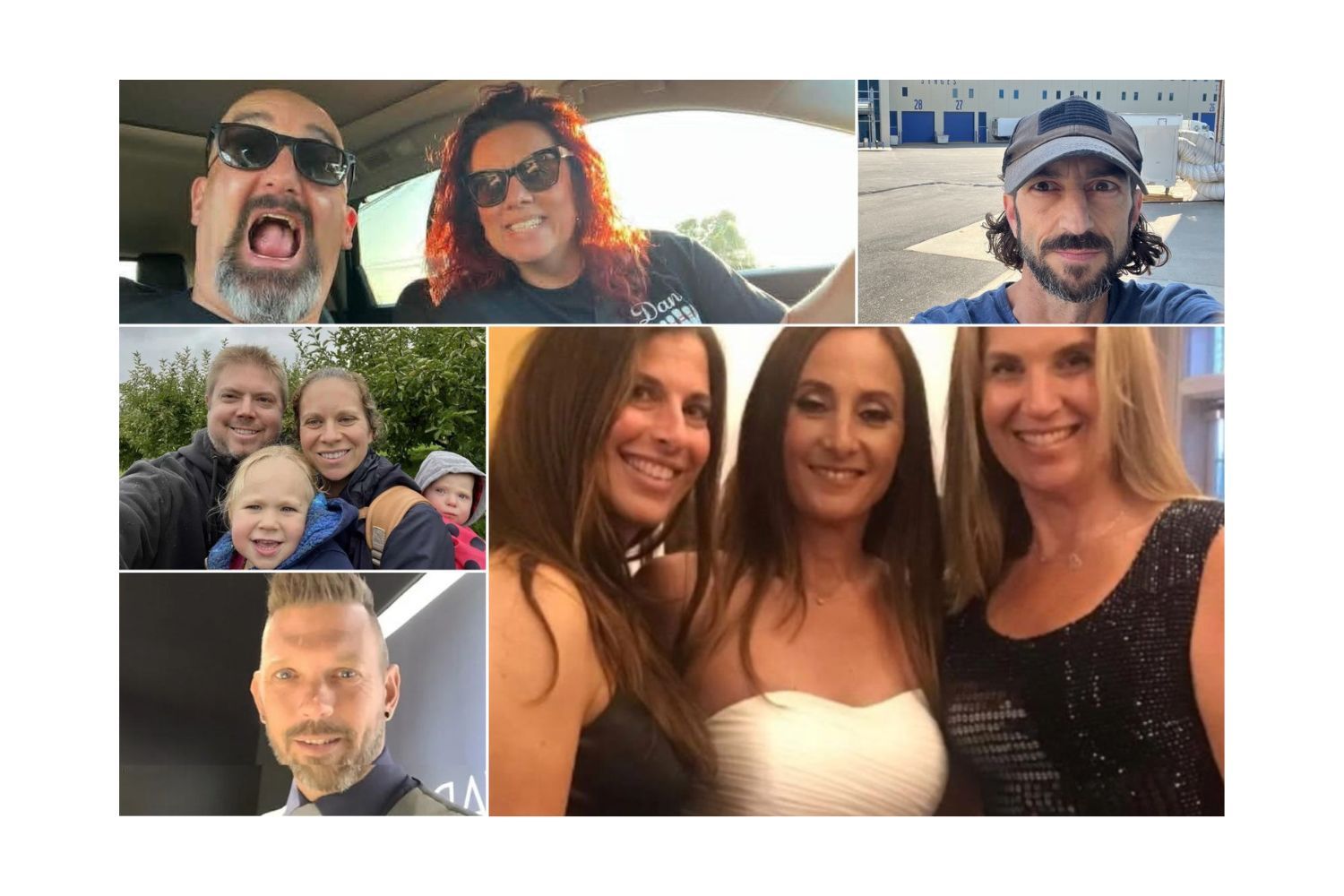 Collage of five Long Island ALS patients featured in GoFundMe campaigns: Jessica Martin, Mike Saglembeni, Debbie Berman Marino, Greg Lamirata, and David Weber.