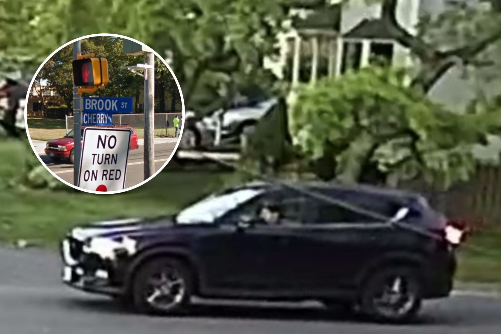 Jogger hit and run in Sayville; car of interest captured in surveillance image.