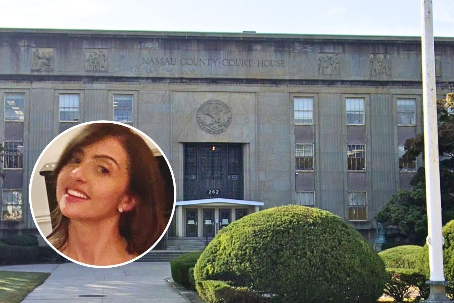 Olivia Bithorn and courthouse in Nassau.