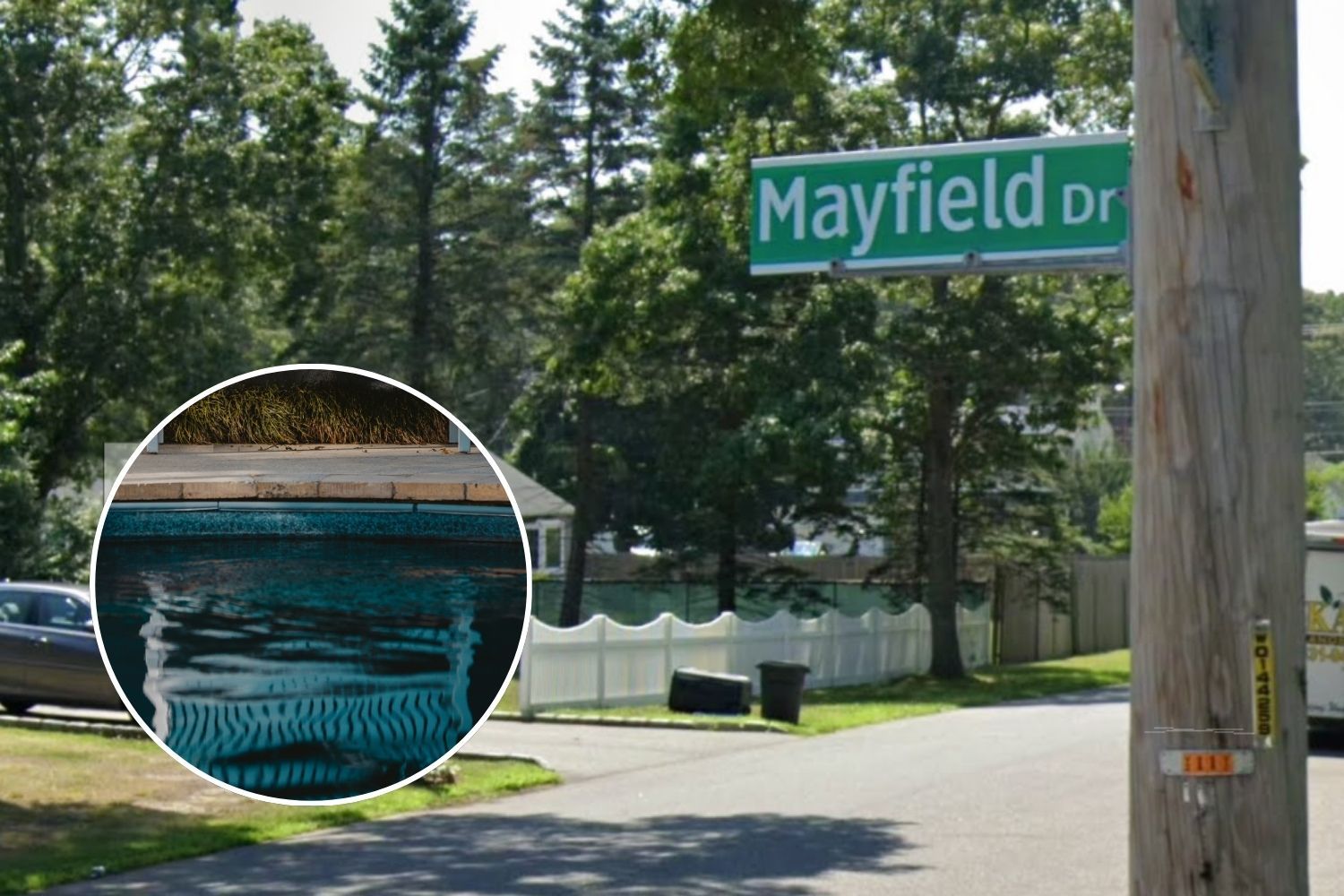 Pool accident involving toddler. Street and pool photos.