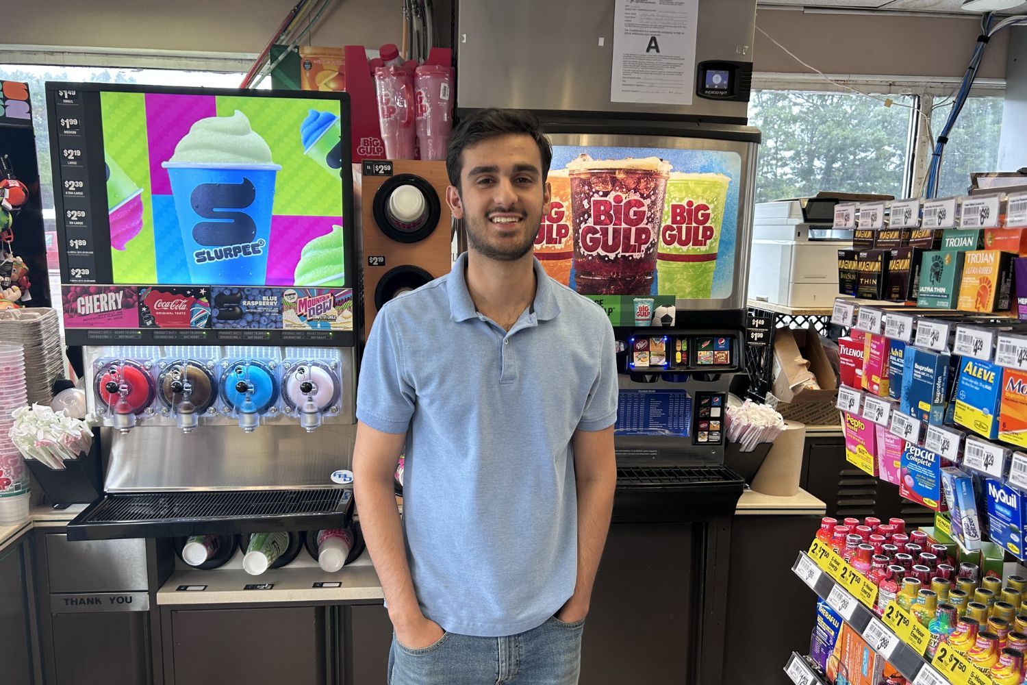 Soeez Ahmed inside the new 7-Eleven in Miller Place.