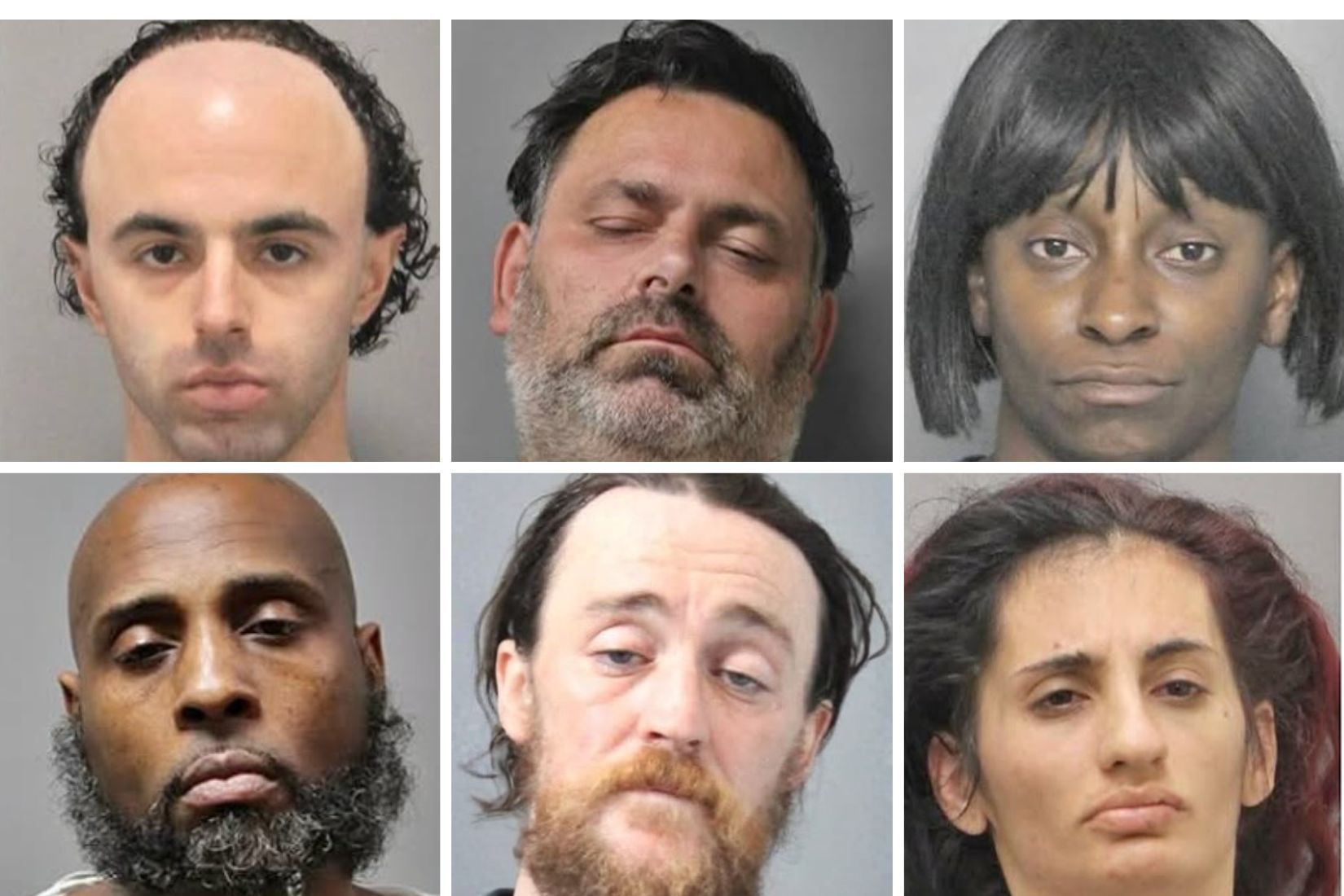 Six mugshots of Nassau County crime suspects.