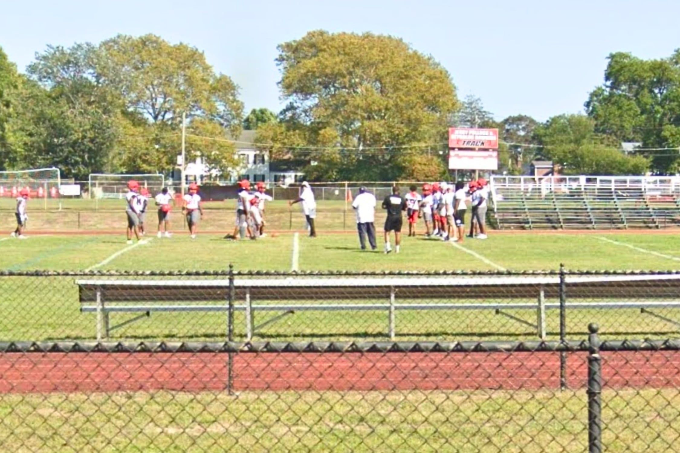 Amityville football tam practicing in 2025 at the high school