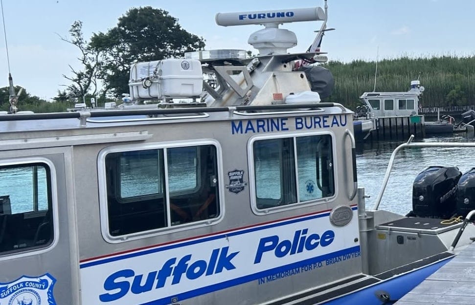 Suffolk County Police Marine Bureau boat on the Great South Bay.