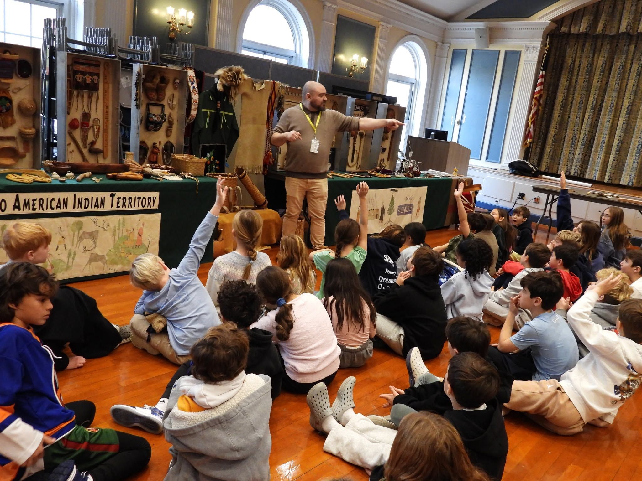 Lloyd Harbor Elementary School students took part in a Native American lesson in January.