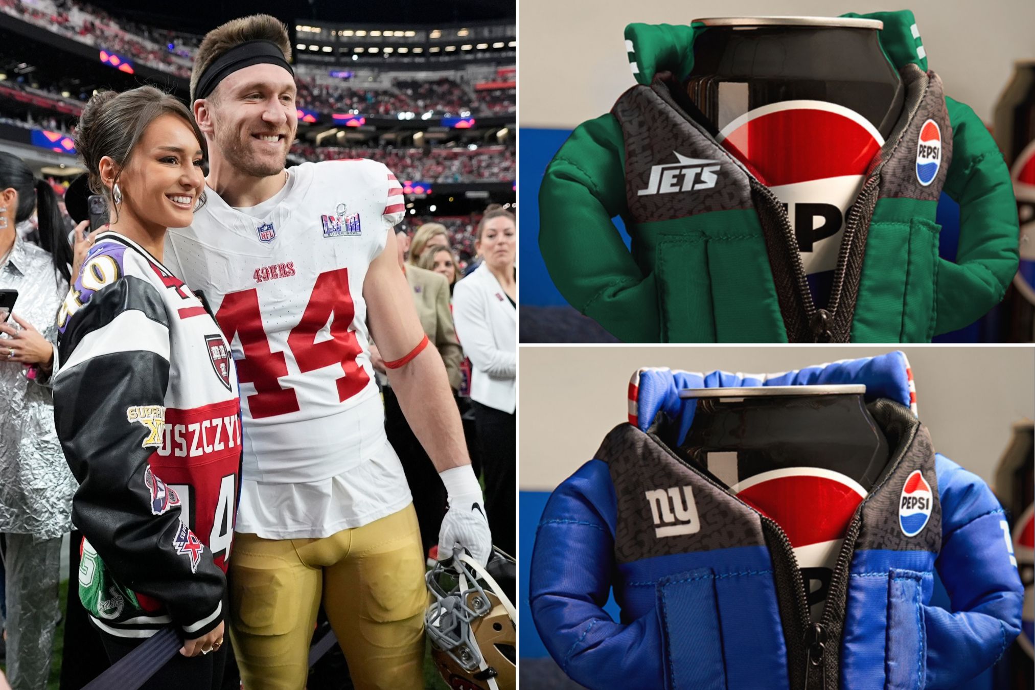 Mini NFL puffer can jackets from Pepsi and Off Season, designed by Massapequa native Kristin Juszczyk, on 12-ounce Pepsi cans.