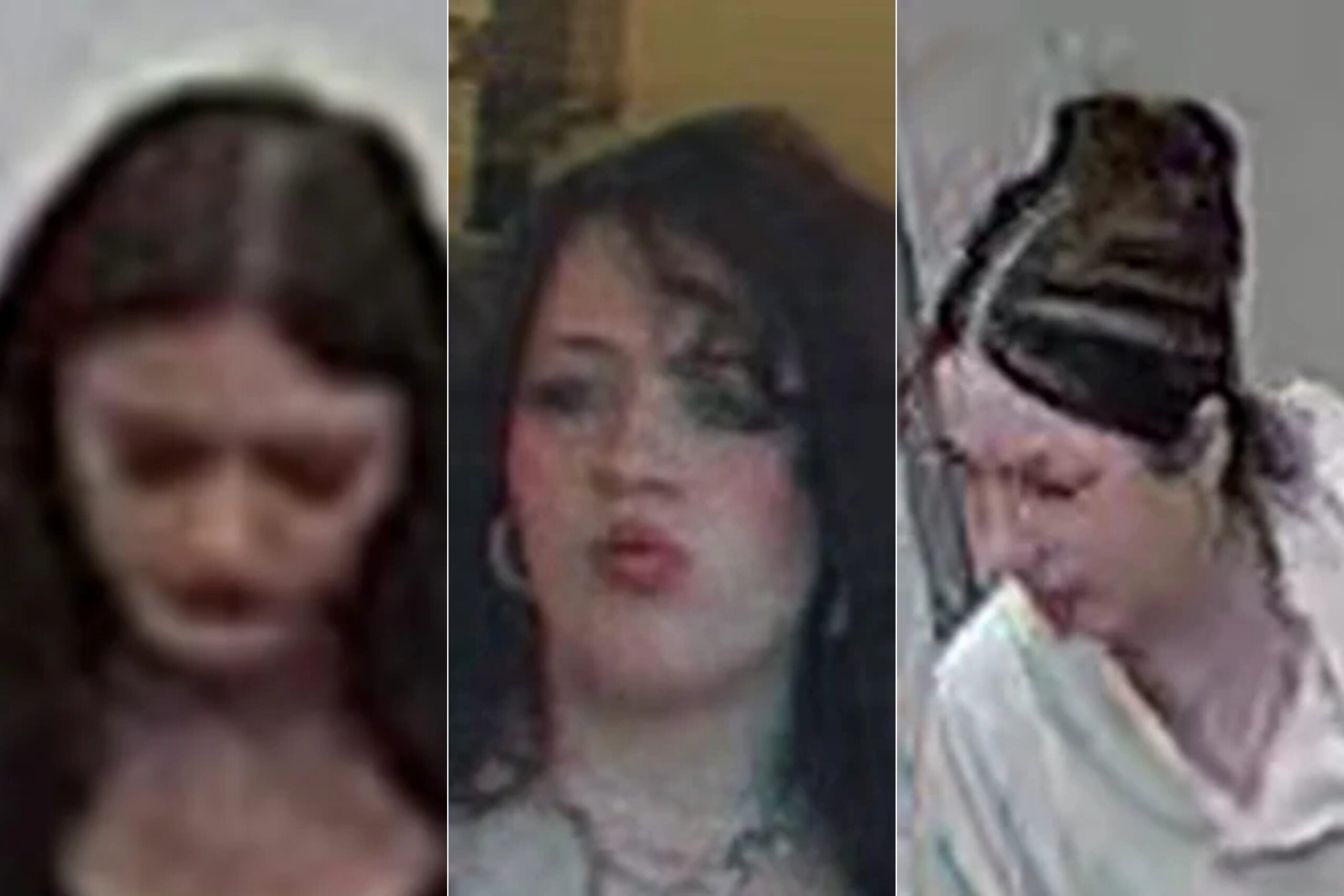 Grainy surveillance images of three women in the store.