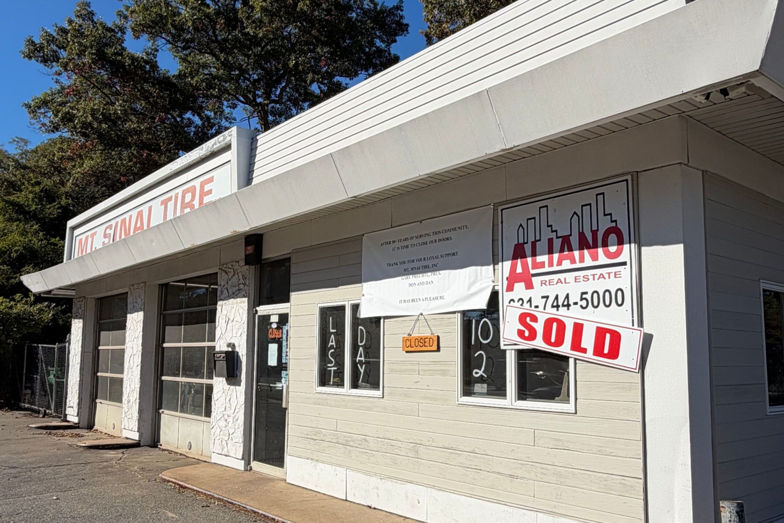 Mount Sinai Tire Inc. has closed after 54 years in business in Miller Place.