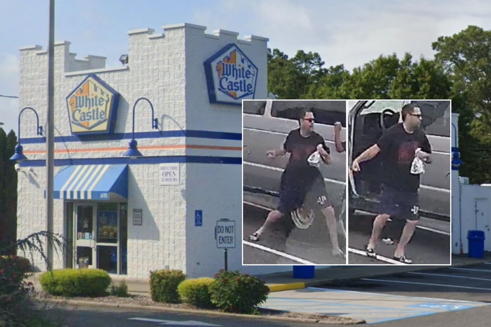 Surveillance images of an assault on a 76-year-old in White Castle parking lot.