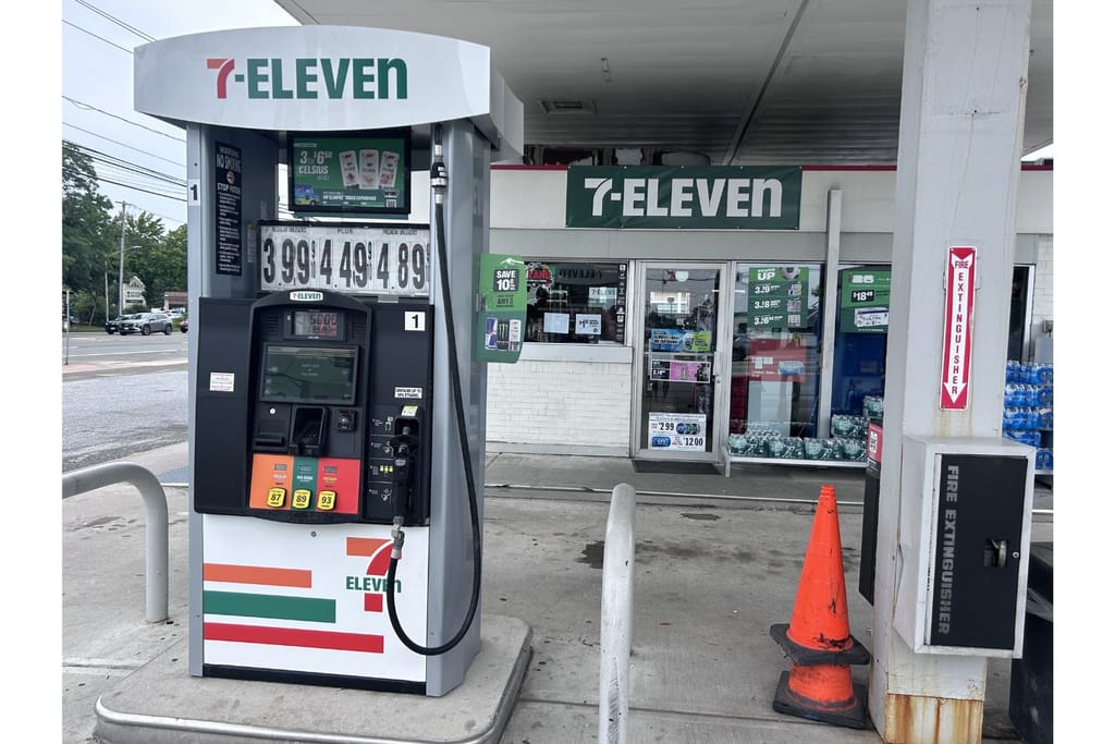 The pumps at the new 7-Eleven in Miller Place.