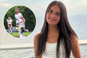 Girl pitching and a girl by the beach.