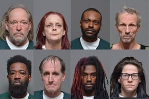 Mugshots of eight suspects in criminal cases.