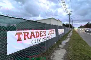 Trader Joe's posted coming soon and now hiring signs at its under-construction store in Miller Place.