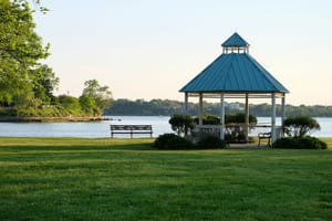 Gazebo overlooking the water in Great Neck.
