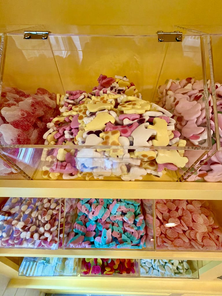 The signature self-serve wall is stocked and ready for opening day in Sayville. (Credit: Julianne Mosher)