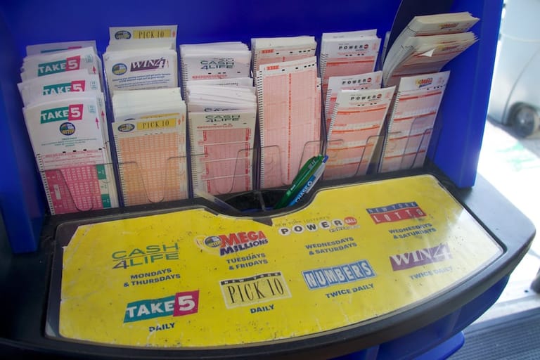 Lottery ticket stand at a convenience store on Long Island.
