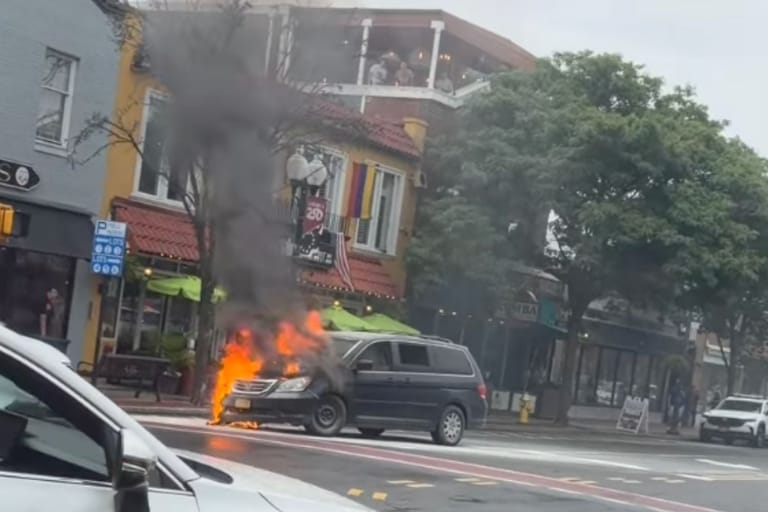 Vehicle on fire in Patchogue.