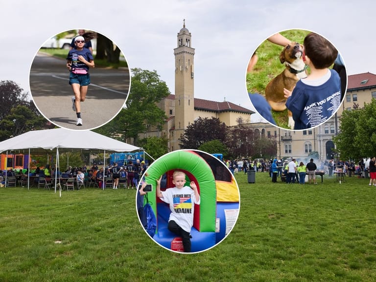 Collage of photos from last year Sisters' Sprint Into Spring event.