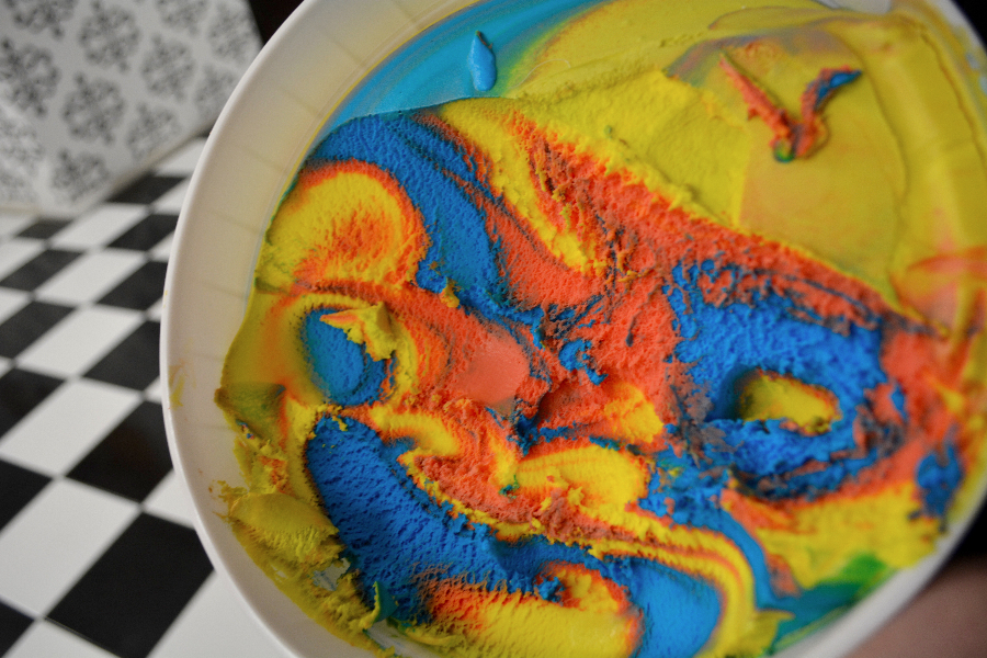 The popular Superman ice cream is a mix of vanilla and fruit flavors.