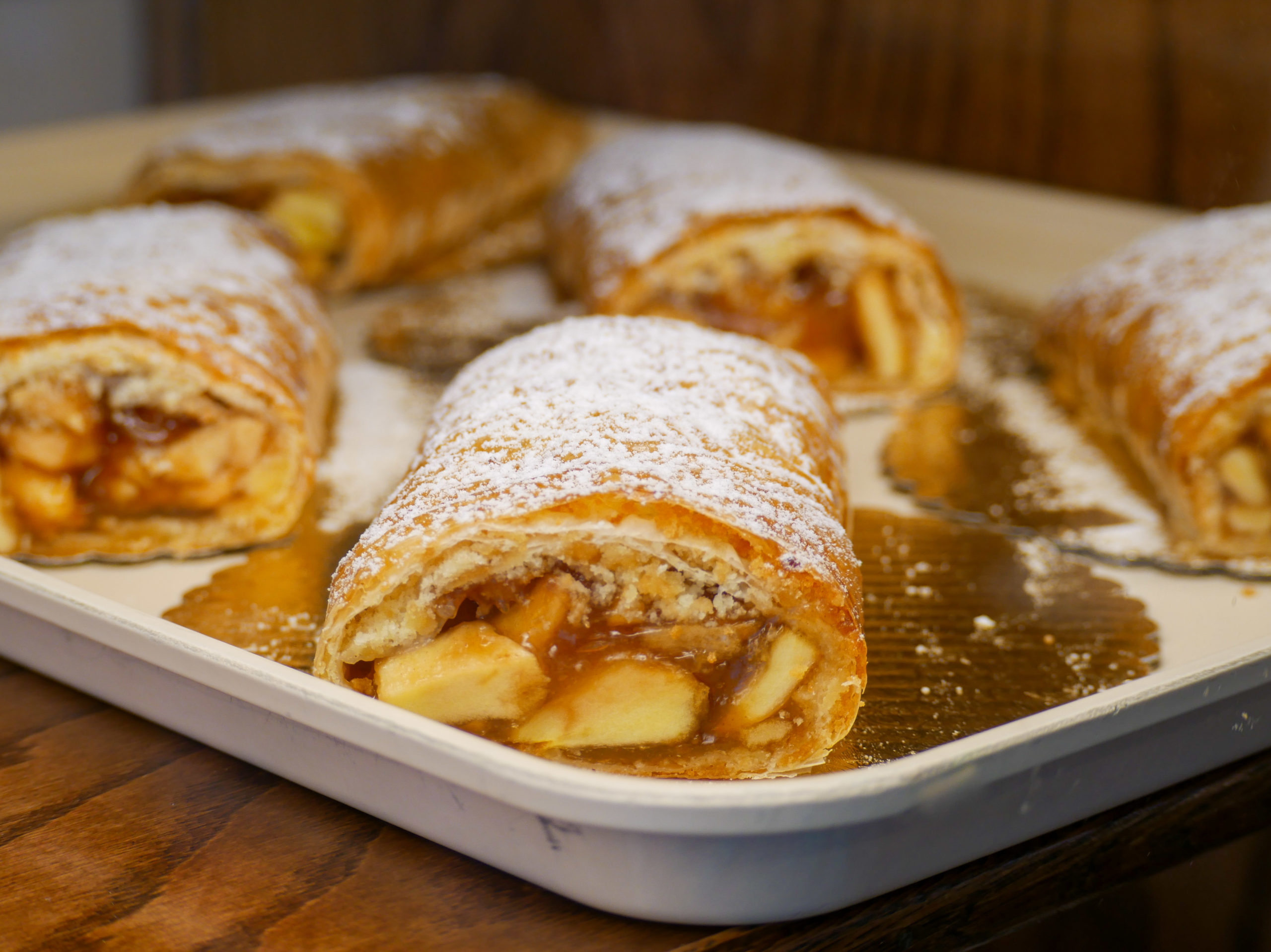 Apple pastry on display